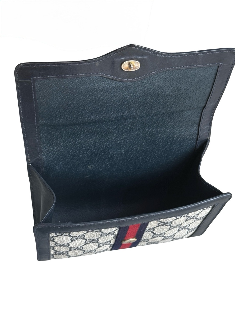 Gucci Navy/Red Web GG Monogram Crossbody Clutch SMALL - Picture 7 of 12